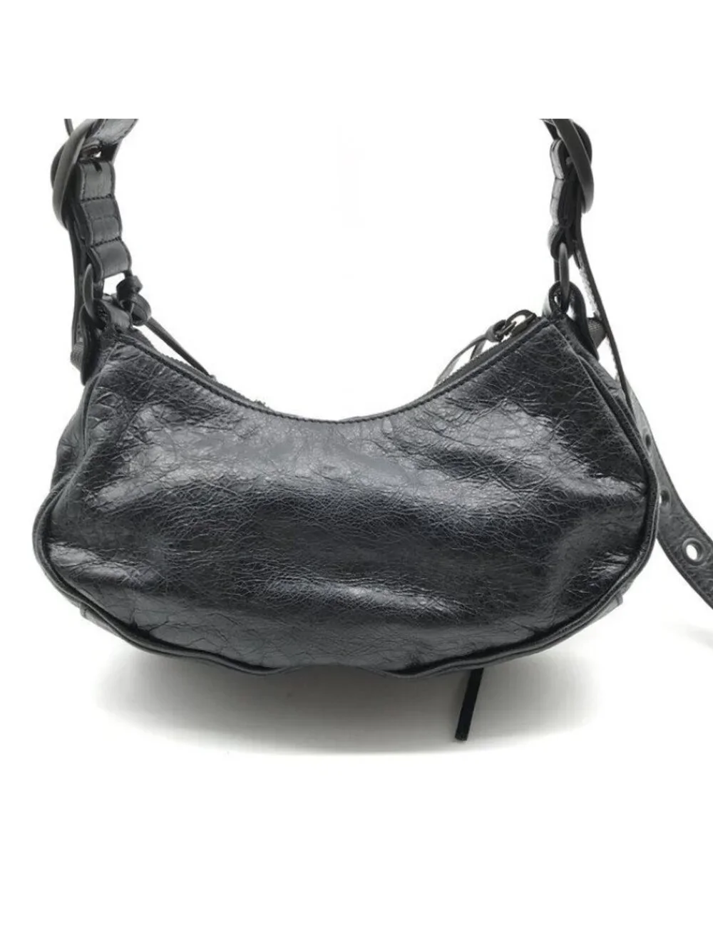 Balenciaga le Cagole XS le Studs Shoulder Bag Leather Black Ribbon